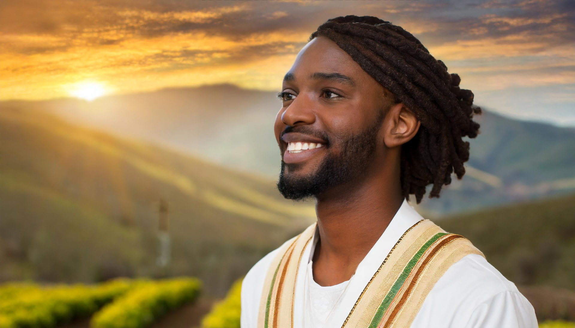 A confident young Black man looking toward the horizon